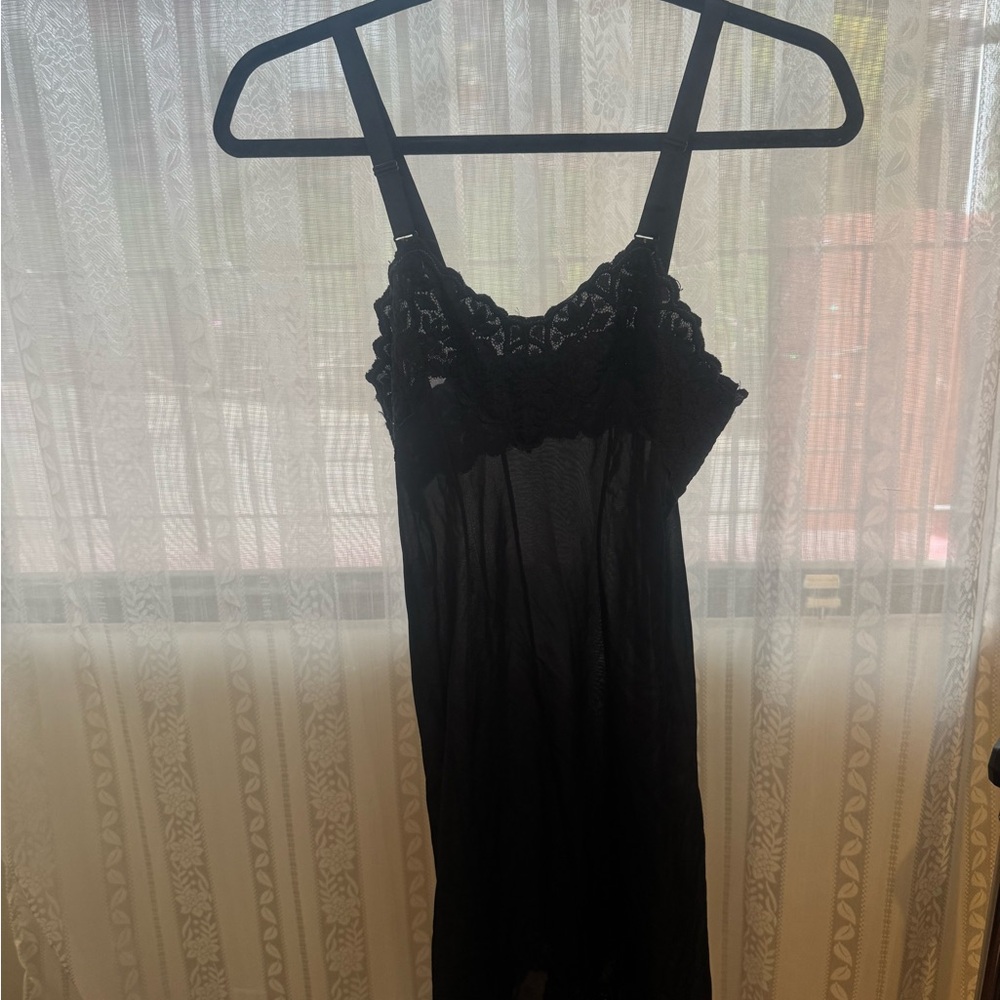 Elegant Black Lace Nightgown Dress from Japan